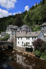 Fototapeta na wymiar Houses and river in Monschau Germany