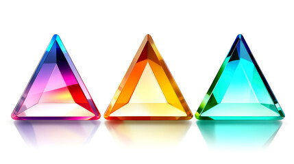 Vibrant 3D Glass Shapes on White Background