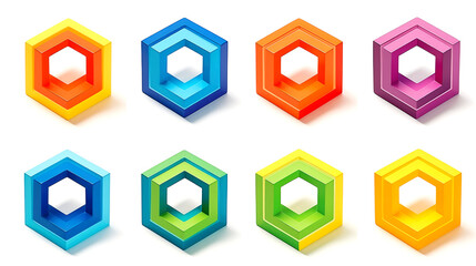 Fototapeta premium Vibrant 3D Square Geometry on White Background - Abstract