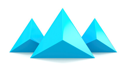 Sleek Geometric Glass 3D Triangles on White Background