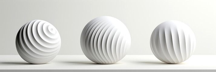 Minimalist 3D White Shapes on White Background