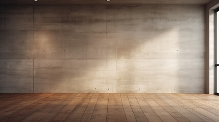 3D rendering of empty room with wooden floor
