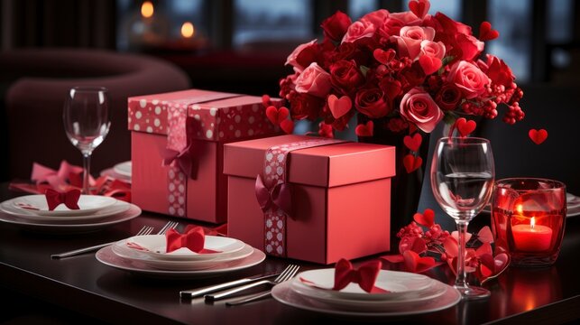 St Valentines Day Table Setting Young Photorealist, Background Image, Valentine Background Images, Hd