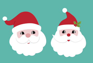 Retro style flat Santa head set