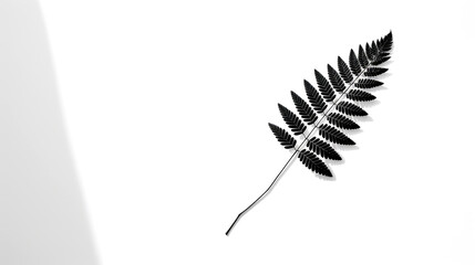Obraz premium Serene Leaf: White Background with Graceful Shadow