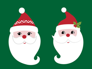 Retro style flat Santa head set
