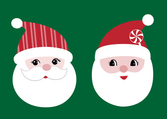 Retro style flat Santa head set