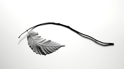 Obraz premium Serene Leaf: White Background with Graceful Shadow