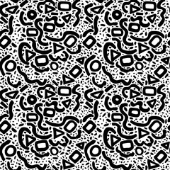 Geometric vector seamless pattern  shapes, curved lines and dots  in style Memphis .