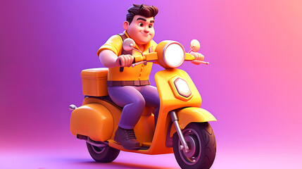 Cute and Adorable Delivery Character with Bike and Boxes - 3D Rendered Cartoon Courier Illustration