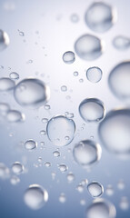 Clear and blue transparent glossy bubbles background. Water bubbles. Abstract Bubble background