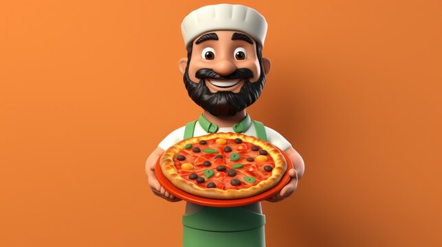 Cheerful 3D Rendered Pizza Delivery Guy - Cartoon Character