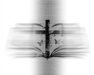 Bible with christian cross illustration. Religion themed background	