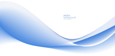 Smooth flow of wavy shape with gradient vector abstract background, light blue design curve line energy motion, relaxing music sound or technology.