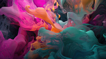Colorful Liquid Ink Abstraction: Creative Fluidity Pattern Background