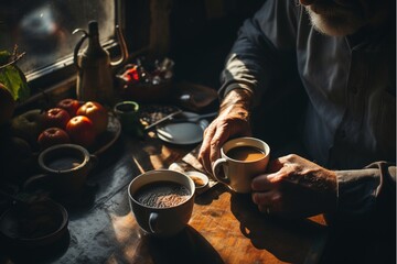 Fototapeta na wymiar coffee preparation