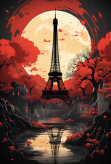 paris poster with an illustration of the eiffel tower