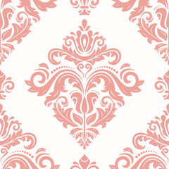 Orient vector classic pattern. Seamless abstract pink background with vintage elements. Orient pattern. Ornament barogue wallpaper