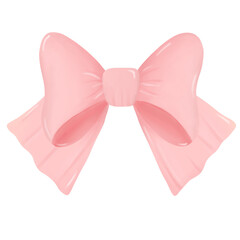 Illustrator of pink ribbon bow isolate in PNG format