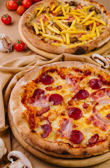 pepperoni pizza with fries pizza