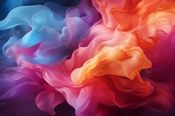Singular intricately flowing colored smoke stream digital painting. - obrazy, fototapety, plakaty