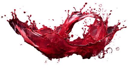 Red wine splash isolated on transparent or white background