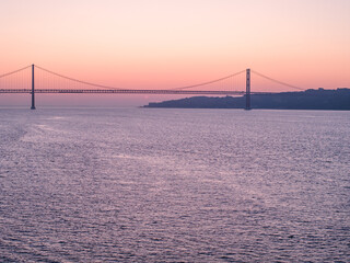 The 25 de Abril bridge at sunrise 1