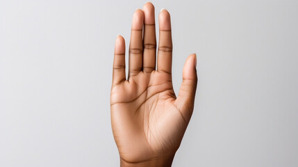 Illustration of a human's open palm on a hand on a white background. Wallpaper. - obrazy, fototapety, plakaty