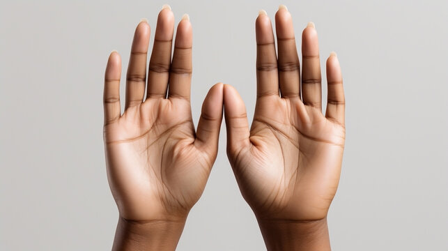 Illustration of a human's open palms on a hand on a white background. Wallpaper.