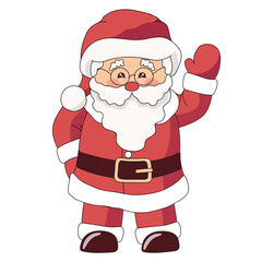 Cartoon Santa Claus on white background. Christmas vector illustration.