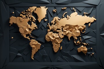 3d rendering world map on gray background