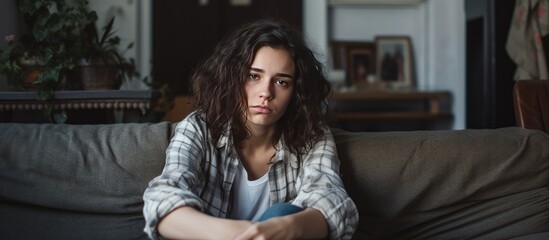 Obraz premium Unmotivated teenager on couch lost in thoughts