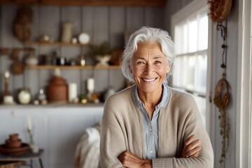 Fototapeta na wymiar Radiant Joyful Senior Woman Embracing a Vibrant Life Retirement Bliss