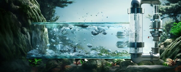Abstract water filtering system concept artwork Generative AI