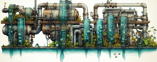 Abstract water filtering system concept artwork Generative AI
