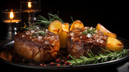 Two Grilled Beef Steaks Form Heart, Background Image, Valentine Background Images, Hd