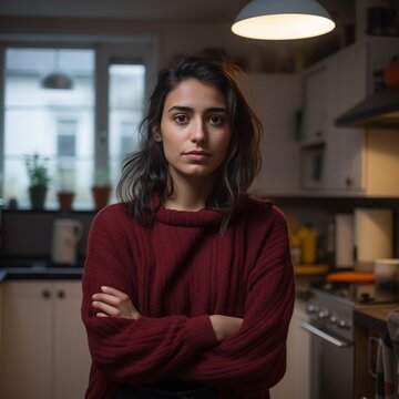 Portrait of a student in kitchen background Cinematic