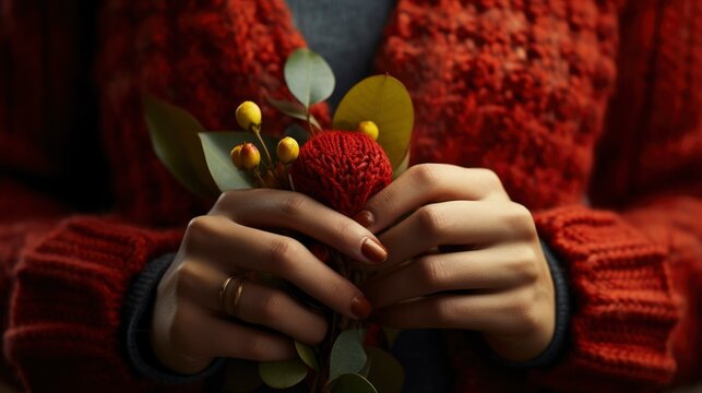 Valentines Day Card Woman Red Mittens, Background Image, Valentine Background Images, Hd