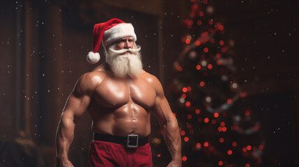 A santa with muscles