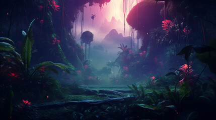 Illustration of a mystical jungle