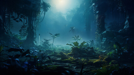 Fototapeta na wymiar Illustration of a mystical jungle