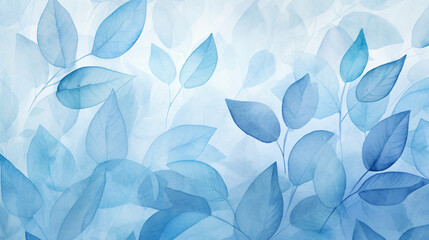 winter aesthetic blue watercolor leaves background