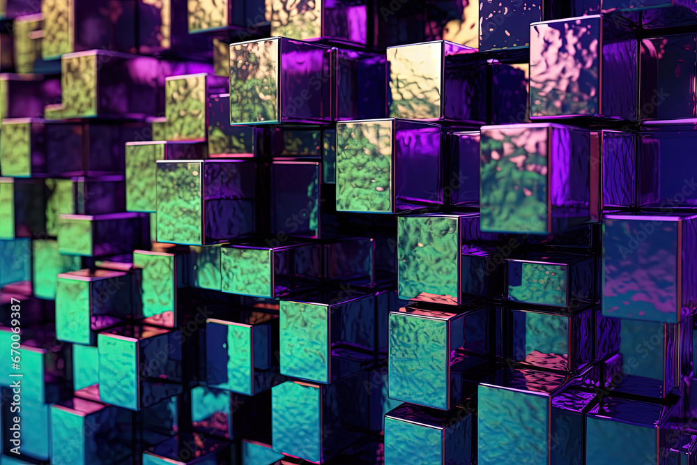 Poster Abstract background with structure of cubes. Colorful cubes texture for technology backdrop.