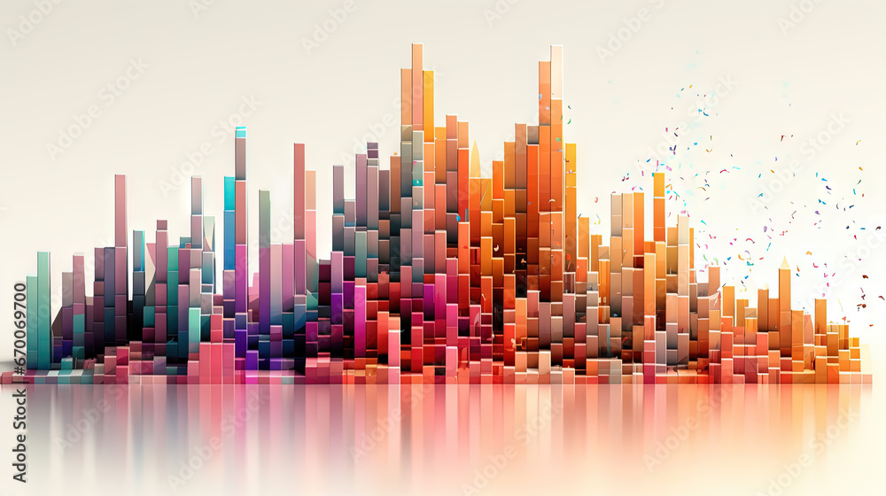 Poster Business data graph concept with market data clusters and particles. Digital sorting and management concept for business and finance.