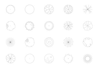 tree plan plant landscape architecture nature park garden collection vector. set tree outline environment top view illustration green urban bush. tree architecture flower outdoor silhouette.