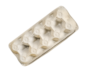 Egg packaging recycle paper box isolated on white background reverse side