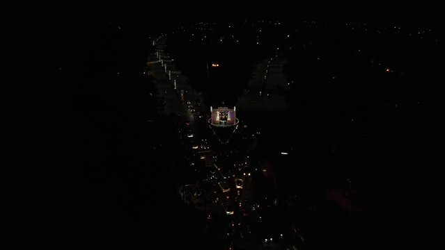 Aerial view of the statue of saint and philosopher Kanaka Dasa at City Circle