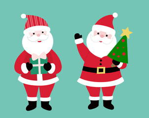 Cute style flat Santa Claus set