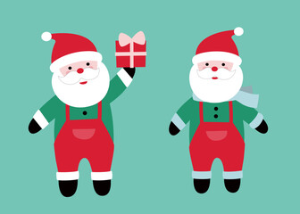 Cute style flat Santa Claus set