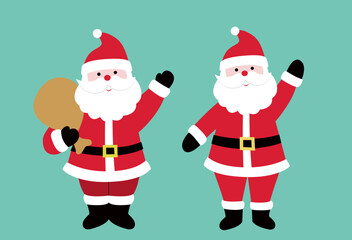 Cute style flat Santa Claus set